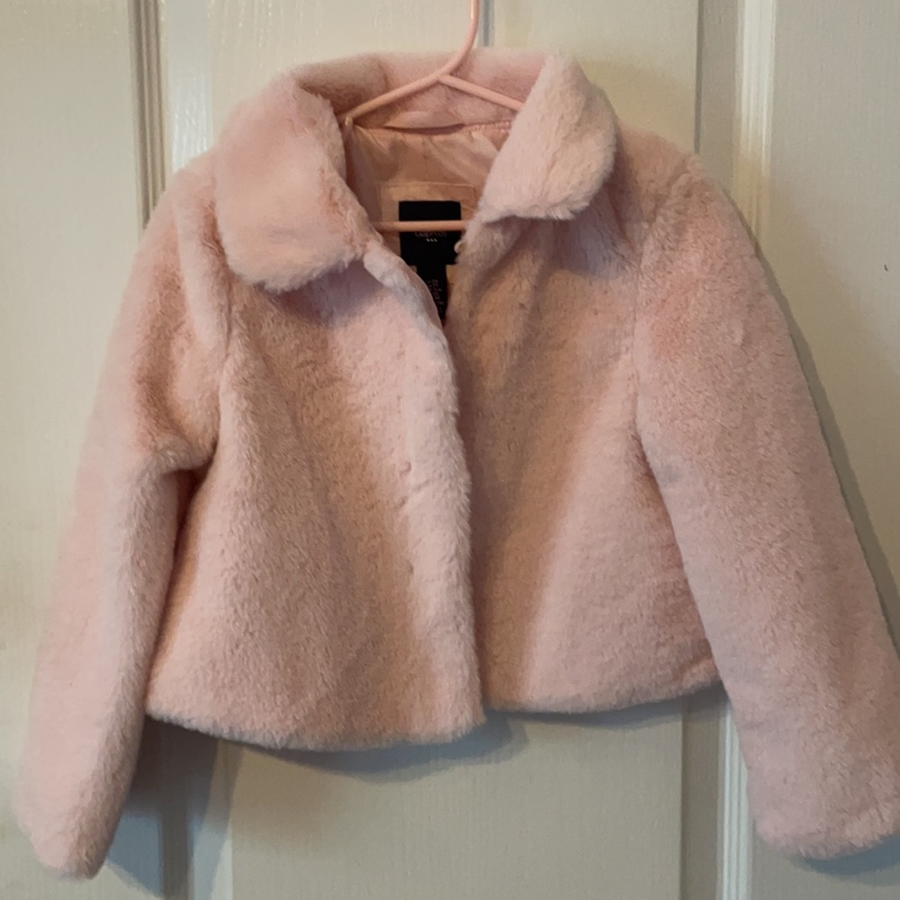GAP Faux Fur Girls Light Pink Jacket - Size XS 4-5